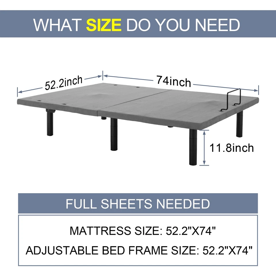Adjustable Electric FULL Bed Base Frame with Massage Wireless Remote USB - Image 2 of 4