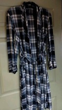 Vintage Woven Bond 5th Ave Robe Smoking Jacket Blue Plaid