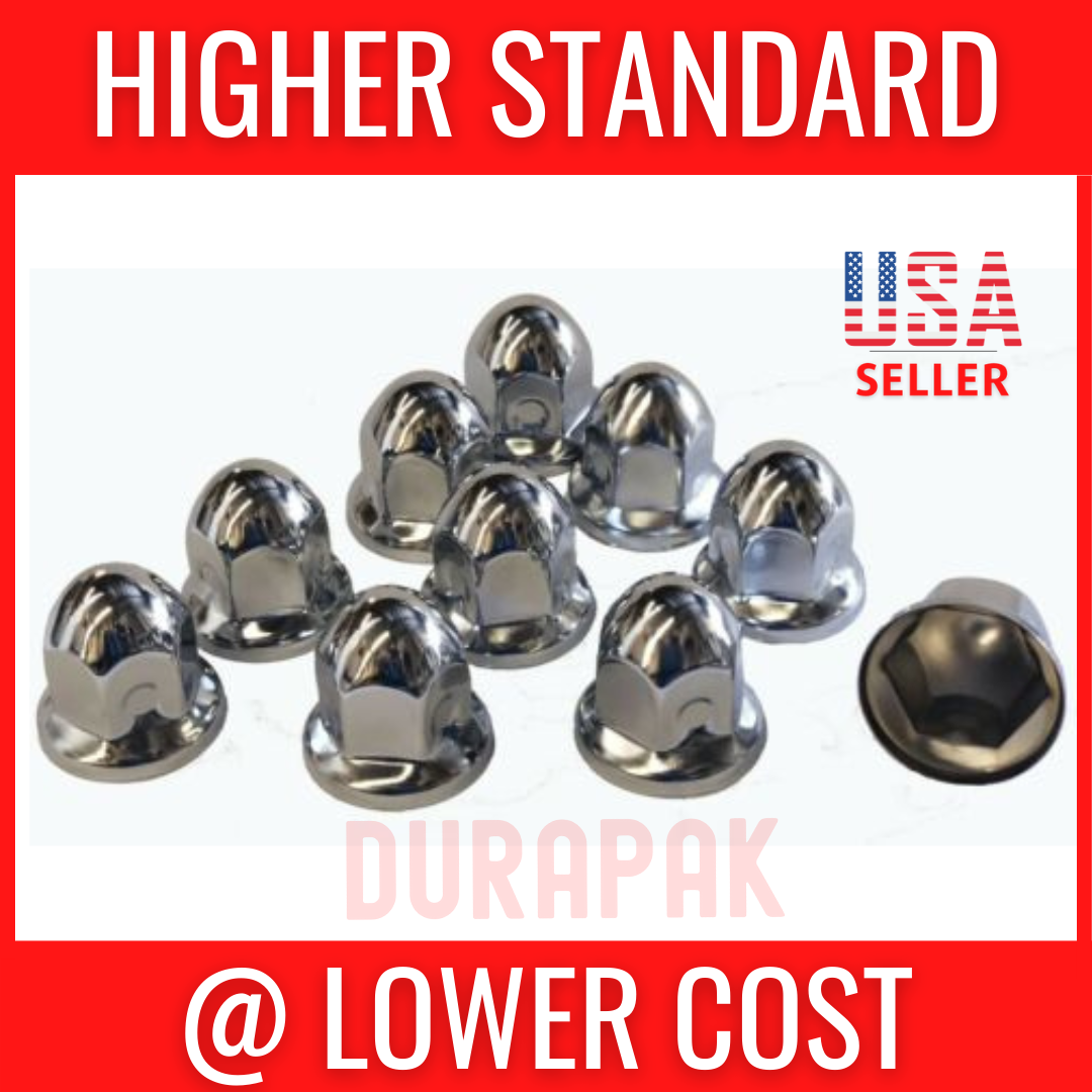 160 Pcs Bullet Chrome Plated Lug Nuts Cover Push-On 33mm Nut Steel Cap w/ Flange