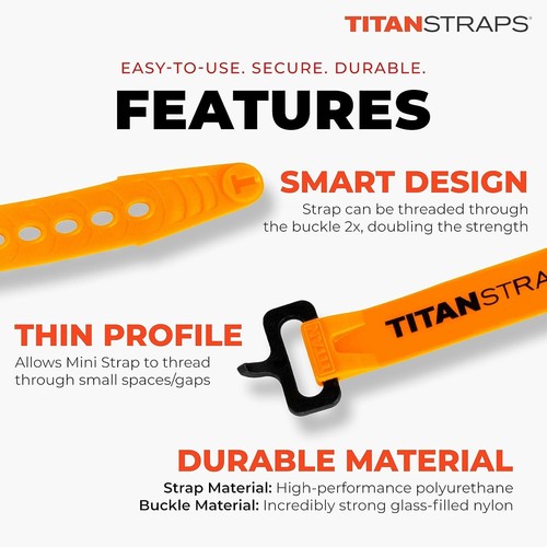 Titan Utility Straps - Mini Cinghie Set per Organizzare Cavi Computer, Arti e Mestieri - Foto 3 di 6
