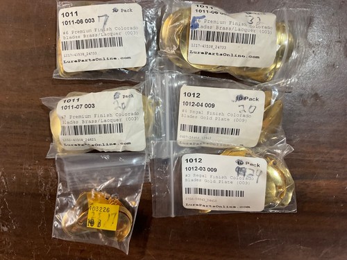 Lot of 120 various size and color Colorado style spinner blades.