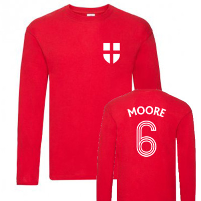 England World Cup 1966 Bobby Moore Football Shirt Red T-Shirt