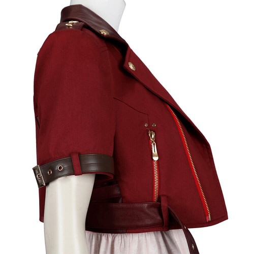 Final Fantasy 7 Crisis Core Aerith Cosplay Costume Outfits Jacket Dress Full Set - Picture 10 of 26