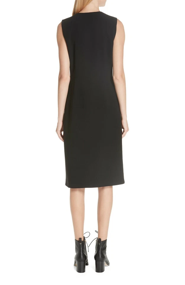 ALTUZARRA Black Grommet Hardware Leather Buckle Faux Wrap Midi Dress 34 0 XS - Image 4 of 4