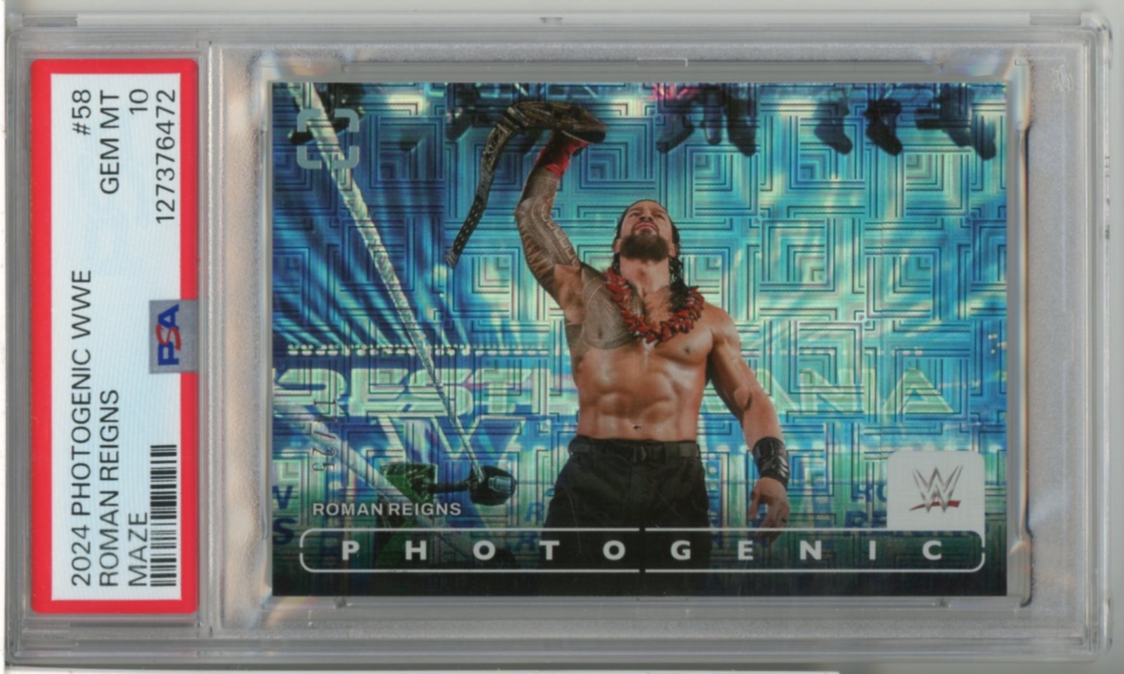 2024 PANINI PHOTOGENIC WWE WRESTLING MAZE ROMAN REIGNS 14/25 PSA 10
