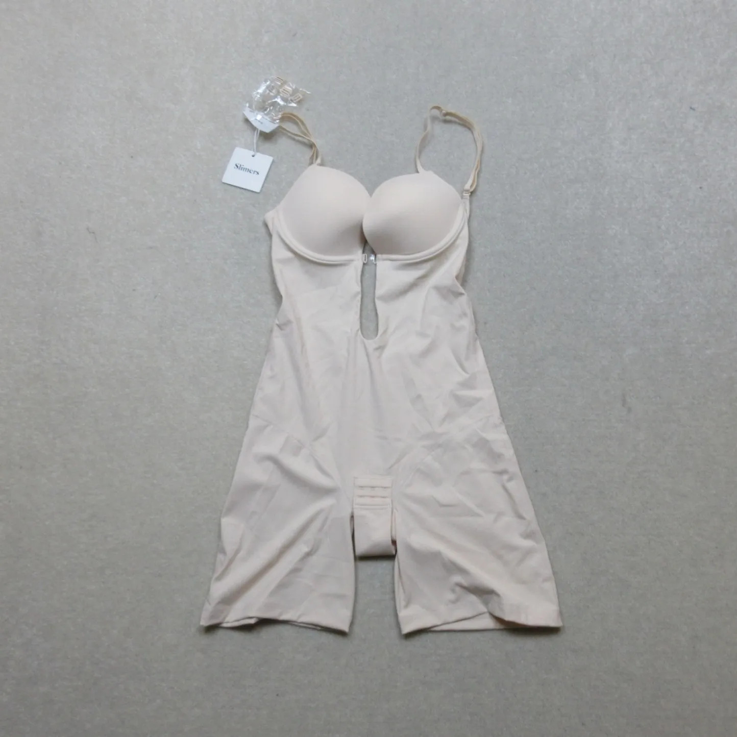 Slimers Women's Shapewear Bodysuit Size S Beige Adjustable Straps New