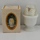 Vintage Avon Milk Glass Hobnail Fairy Lamp Candle Holder w Original Box