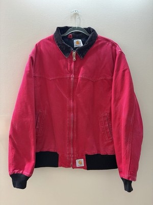 Carhartt Santa Fe Red Jacket Black Collar/Lining Men s Size XL Faded Tag