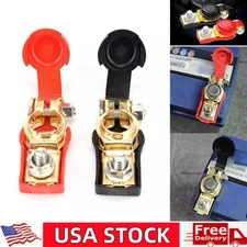 2PCS Car Copper Battery Terminal Quick Connector Cable Clamp Positive Negative