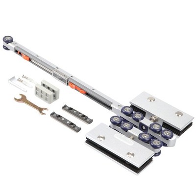 Frameless Glass Door Pulley Track System with Slow-Lift Damping Mechanism