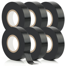 6 Pack Black Tape, 66 Ft Waterproof Electric Tape Black High Temperature for Re