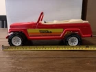 Vintage TONKA Red Jeepster -Pressed Steel Made In USA Toy Truck