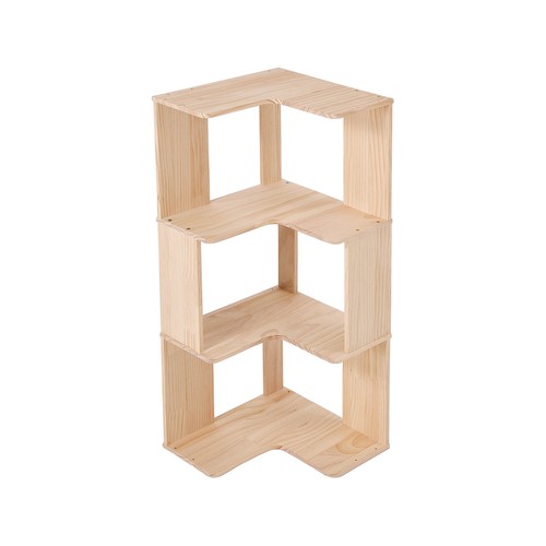3Tiers 98cm Tall L Shape Corner Bookshelf Wooden Storage Unit Home Display Stand - Picture 12 of 13