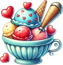 Valentine's Day Ice Cream Wall Art Bedroom Window Vinyl Sticker Decal 6 Sizes