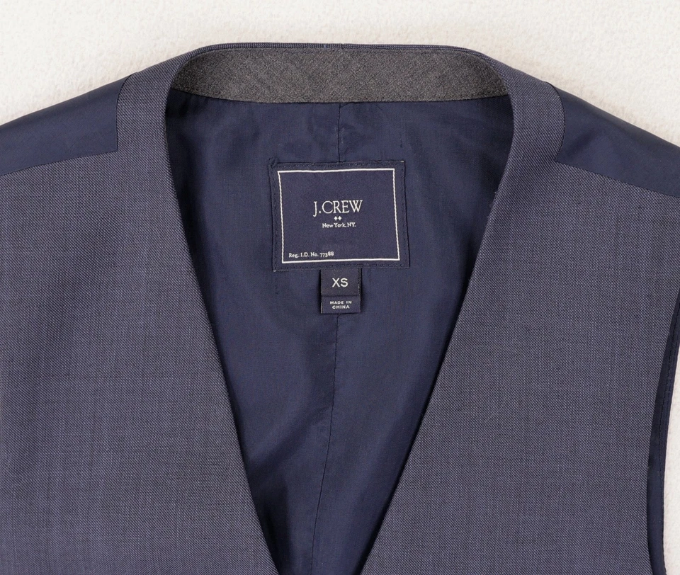 J Crew Traje de Lana Chaleco Chaleco Chaleco Para Hombres XS Extra Pequeño Azul Formal 05823 Foto 3 de 4