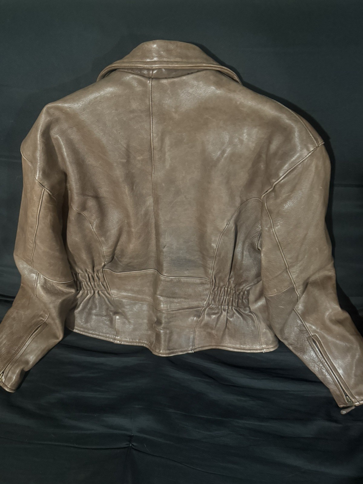 womens brown leather jacket size large