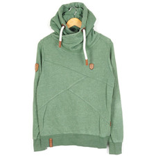 NAKETANO Men's Pullover Size S Green Hooded High Neck Cotton