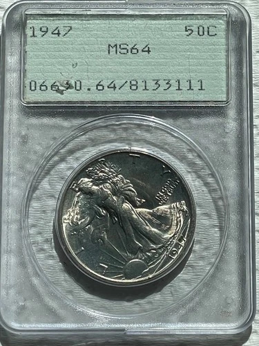 1947 50¢ Walking Liberty Half Dollar MS64 PCGS RATTLER holder -Free Shipping-