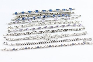 Tennisarmbänder silberfarben Lünette Set versilbert floral x 10