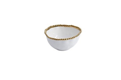 Pampa Bay Golden Salerno Porcelain Small Bowl, White