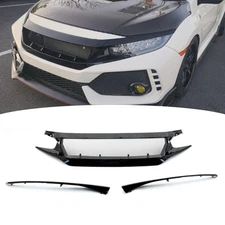 For 2016-2021 Honda Civic Front Bumper Upper Mesh Grille Glossy Black Grill