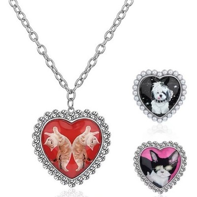 Unique Handcraft Long Chain Necklace With Sweet Cats And Dog Heart Detail