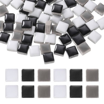9mm Square Mosaic Tile, 300g Ceramic Mosaic Tile Bulk, Black White Gray Colors