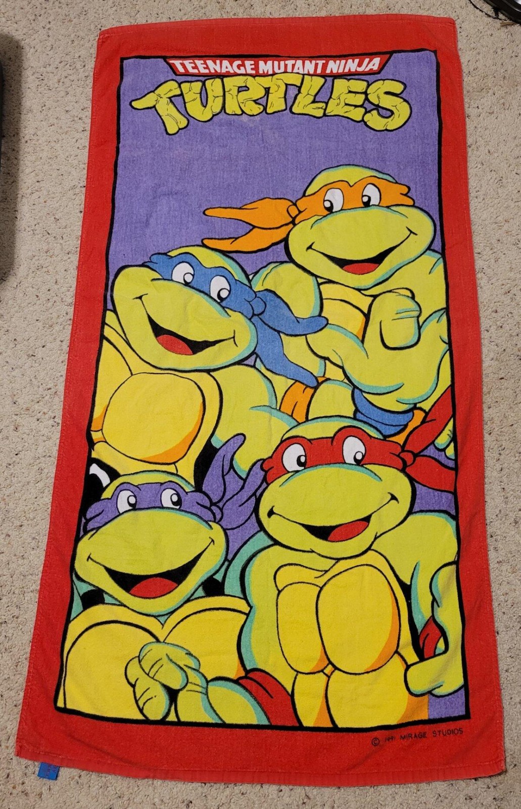 Vintage 1991 Jay Franco Teenage Mutant Ninja Turtles Beach T
