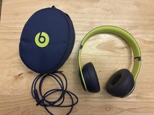 Beats by Dr. Dre Solo 3 Wireless Blue and Green w/ AUX Cable  Case -  READ 