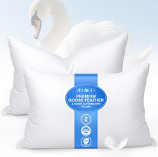 Feather Pillows Queen Size Set of 2 - Goose down Hotel Bed Pillow for Sleeping,