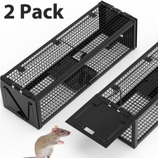 2x Humane Live Rat Trap Cage Dual Door  Lock Design Heavy Duty Metal Mouse Trap