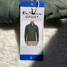 Ben Sherman Sport 1/4 Zip Pullover Jacket Green Active Stretch UPF 50 Men L NWT
