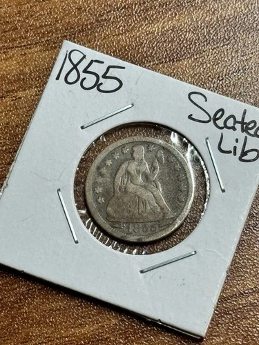 1855 Seated Liberty Silver Dime VG Very Good US 10c Type Coin (Raw18030)