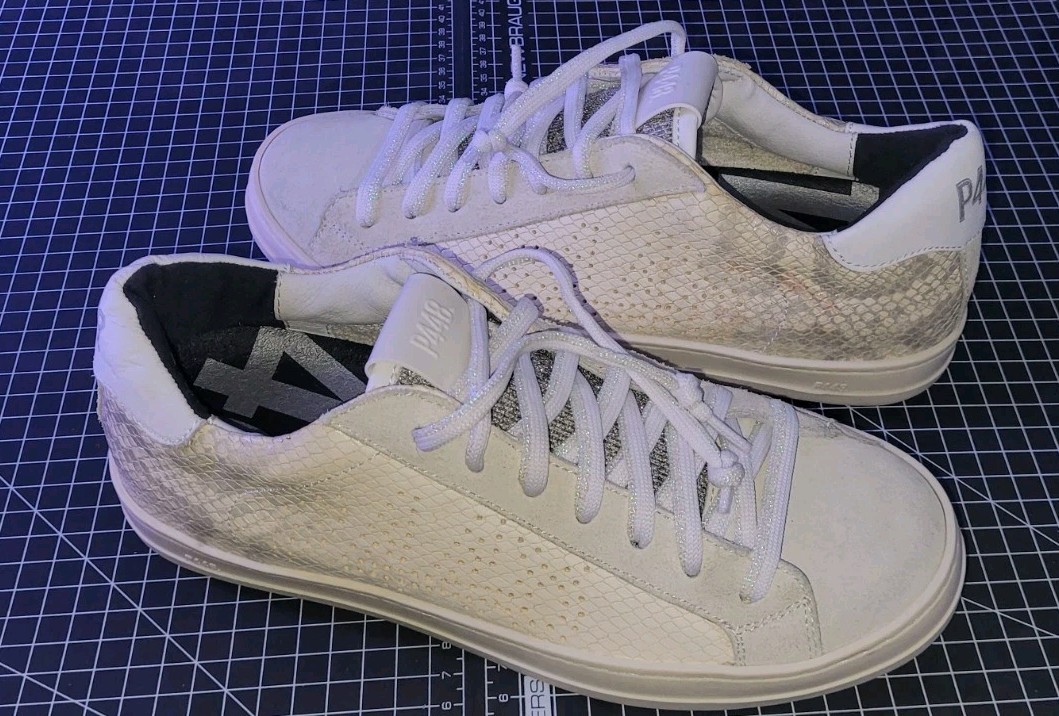 P448 John Embossed Leather Snake Python Suede Sne… - image 1