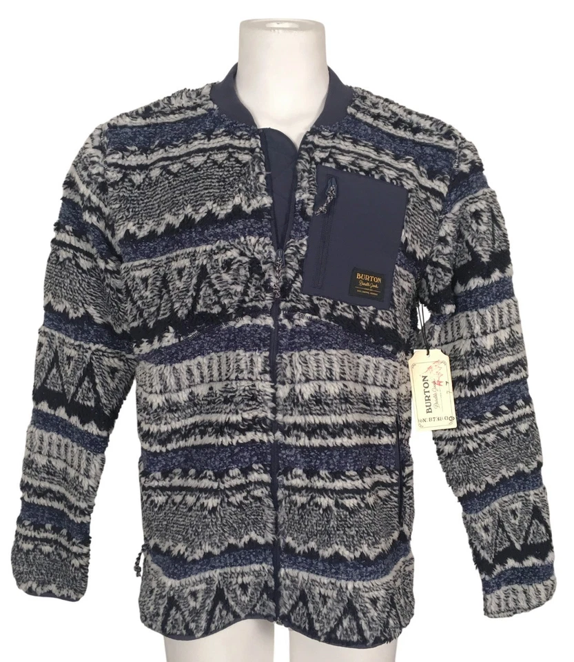 NEW Burton Grove Full-Zip Sherpa Fleece Jacket! Black Off White Camo Blue - Image 4 of 4