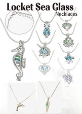 Locket Sea Glass Necklace Sea Glass Jewelry's Necklaces 12 Styles  20"