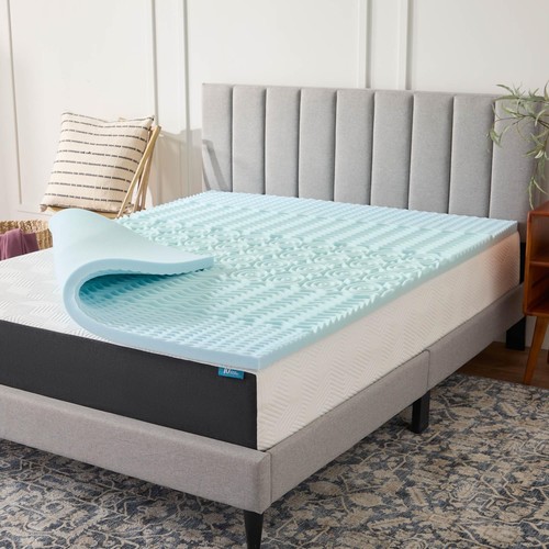 Lucid 2 Zoll Matratzenauflage Memory Foam – 5-Zonen, Kühlgel-infundiert, California King, CertiPUR-US