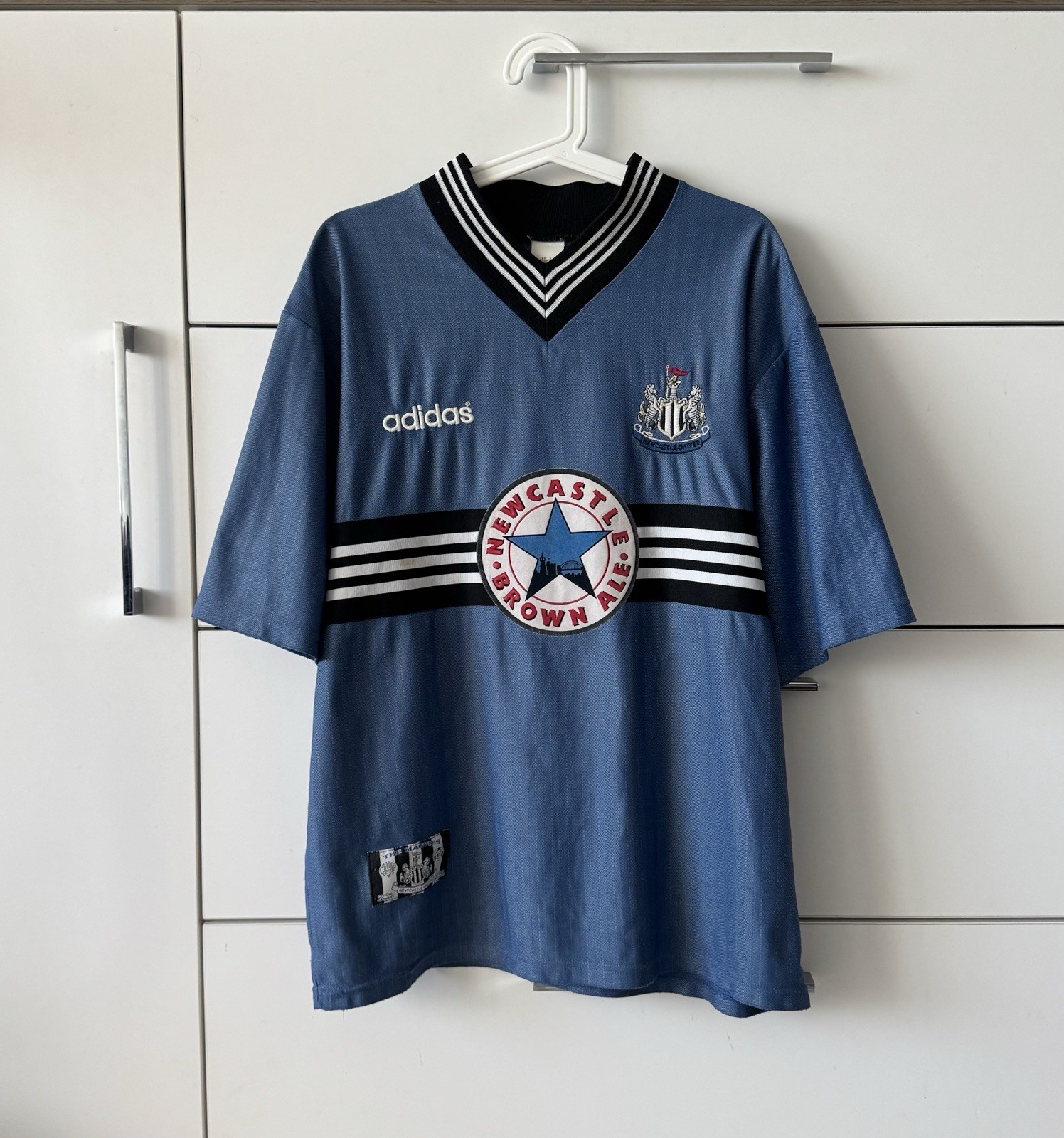 Vintage 1996-97 Adidas Newcastle United Shearer 9 Jersey Made in England Size L
