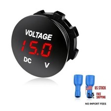Dc 12v 24v Voltmeter Gauge Waterproof Round Panel Car Voltage Meter With Red Dc 12v 24v Voltmeter Gauge Waterproof Round Panel Car Voltage Meter With Red