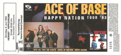 Ace Of Base  Happy Nation Tour 1993 Hennef  Ticket /Konzertkarte /Eintrittskarte
