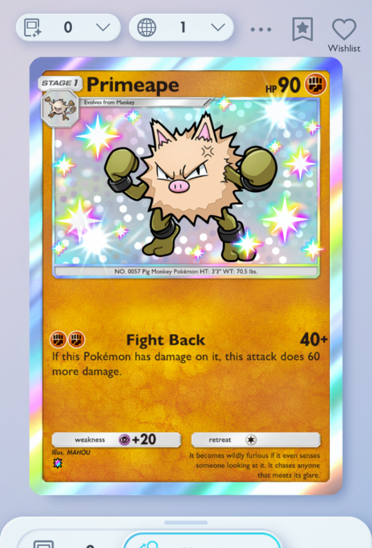 primeape pokemon card Pokemon TCG POCKET - Primeape Shiny 1⭐, Wisdom of Sea and Sky, English