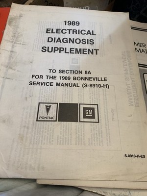 1989 Electrical Diagnosis Supplement To Section 8A For The 1989 Bonneville 