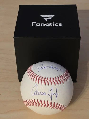 Aaron Judge and Giancarlo Stanton Yankees Dual Autographed Baseball Fanatics