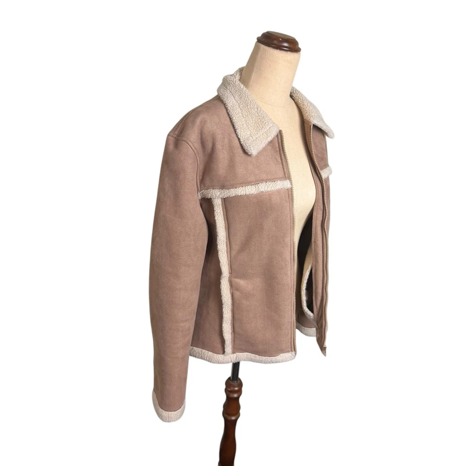 Esprit Jacket Unknown Size See Measurements Faux Suede Sherpa Lined Zip Brown - Image 2 of 4