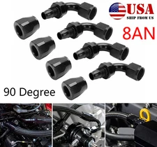 4 Pcs Swivel Hose End Fitting Adaptor AN8 8AN 90° Degree For Oil Fuel Line Black