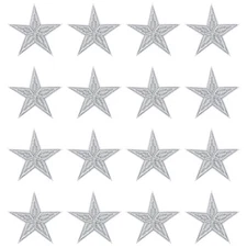 16 Pack Star Iron on Patches, 3x2.8 Inch Sew on Star Patches[Silver]