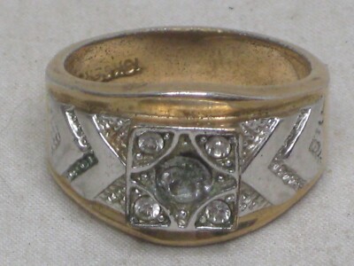 vintage 18KGF RFC ring size 10 faux diamond GF ornate fashion jewelry ...
