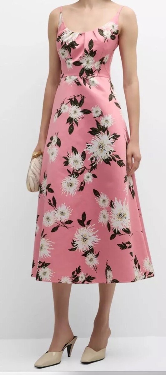 Emilia Wickstead Autumn Winter 2024 Wenna Pink Dahlia Taffeta dress Size 8  US | eBay