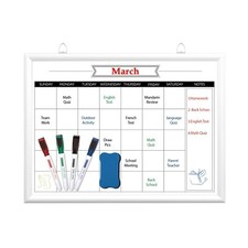 Calendar Whiteboard for Wall, 24" x 16" Magnetic Monthly White Board Calendar
