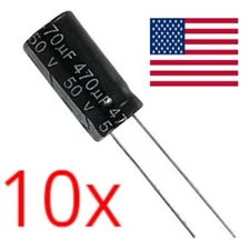 10x 470uF 50V Electrolytic Capacitors | High Temp +105°C | Radial 10x17mm